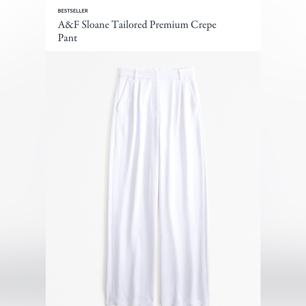 Abercrombie Sloane High Rise Wide Leg Pants - White -Size 30, US 10